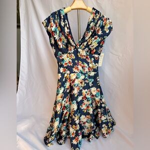 Unique Vintage Floral Fit & Flare Dress – XS NWT
